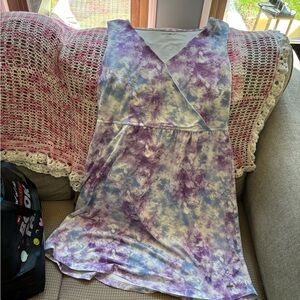 Eddie Bauer purple and Blue Tie-Dye Sleeveless Dress size large with pockets